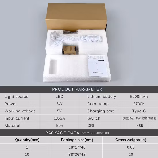 Lampada da scrivania a LED da lettura per interni ricaricabile con 3 modalità Touch Control USB
